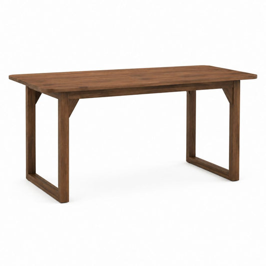 Table à manger rectangulaire marron en bois massif 160 x 90 x 75 cm