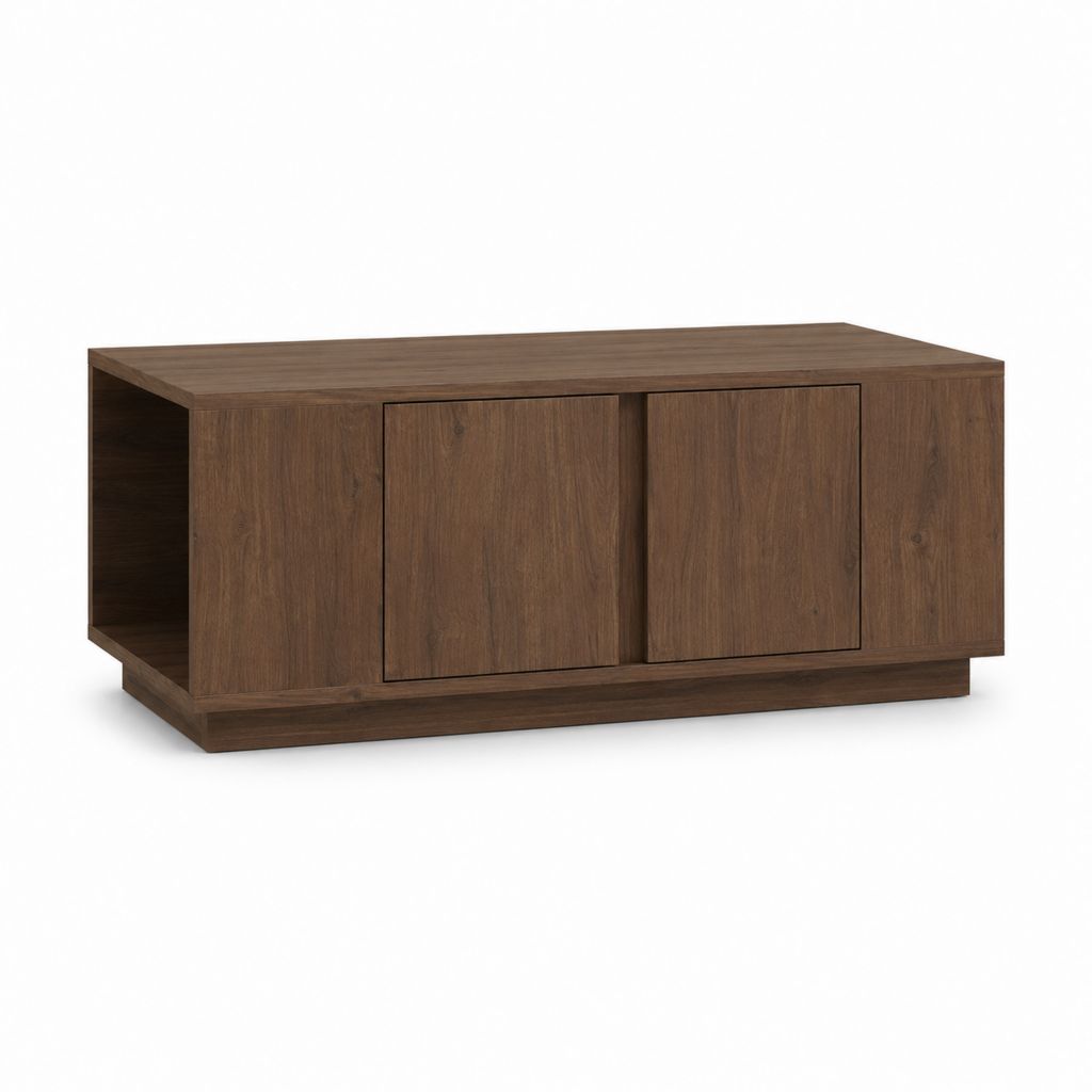 Table basse avec rangement marron en panneaux de particules rectangulaire 120 x 60 x 45 cm
